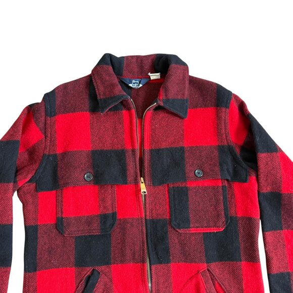 Vintage Woolrich Lumberjack Jacket Mens M Mackinaw Red Black Check Wool Blend - Picture 3 of 4